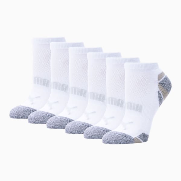 Women's Low Cut Socks [6 Pack], WHITE / GREY, extralarge
